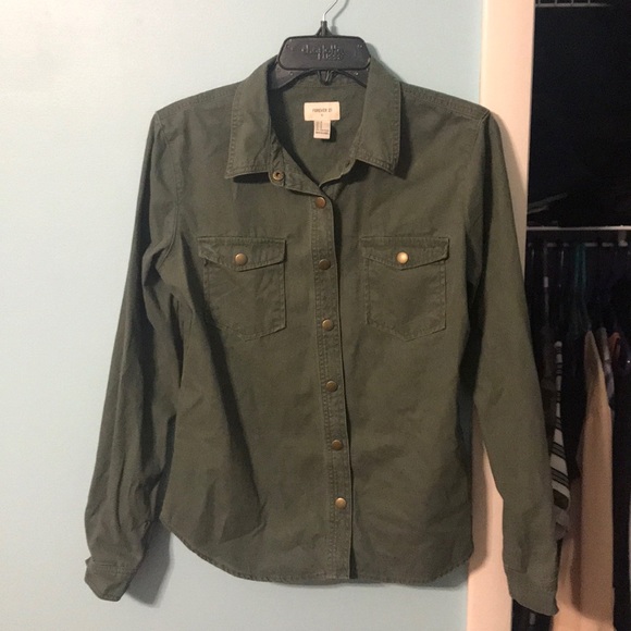Forever 21 Tops - FOREVER 21 Green Button Down Shirt